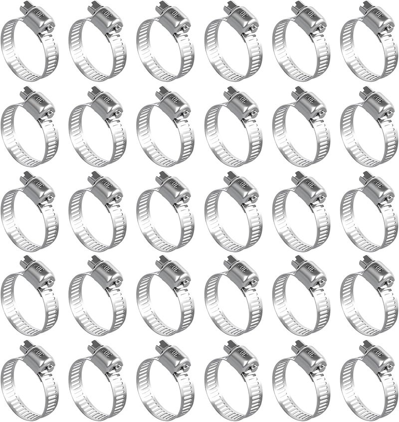 imsiboc 30PCS 304 Stainless Steel Hose Clamp, 3/4'' - 1-1/4'' (18-32mm) Adjustable Worm Gear Metal Fuel Line Clamp for Plumbing, Mechanical and Automotive Hose Connections - Image 1